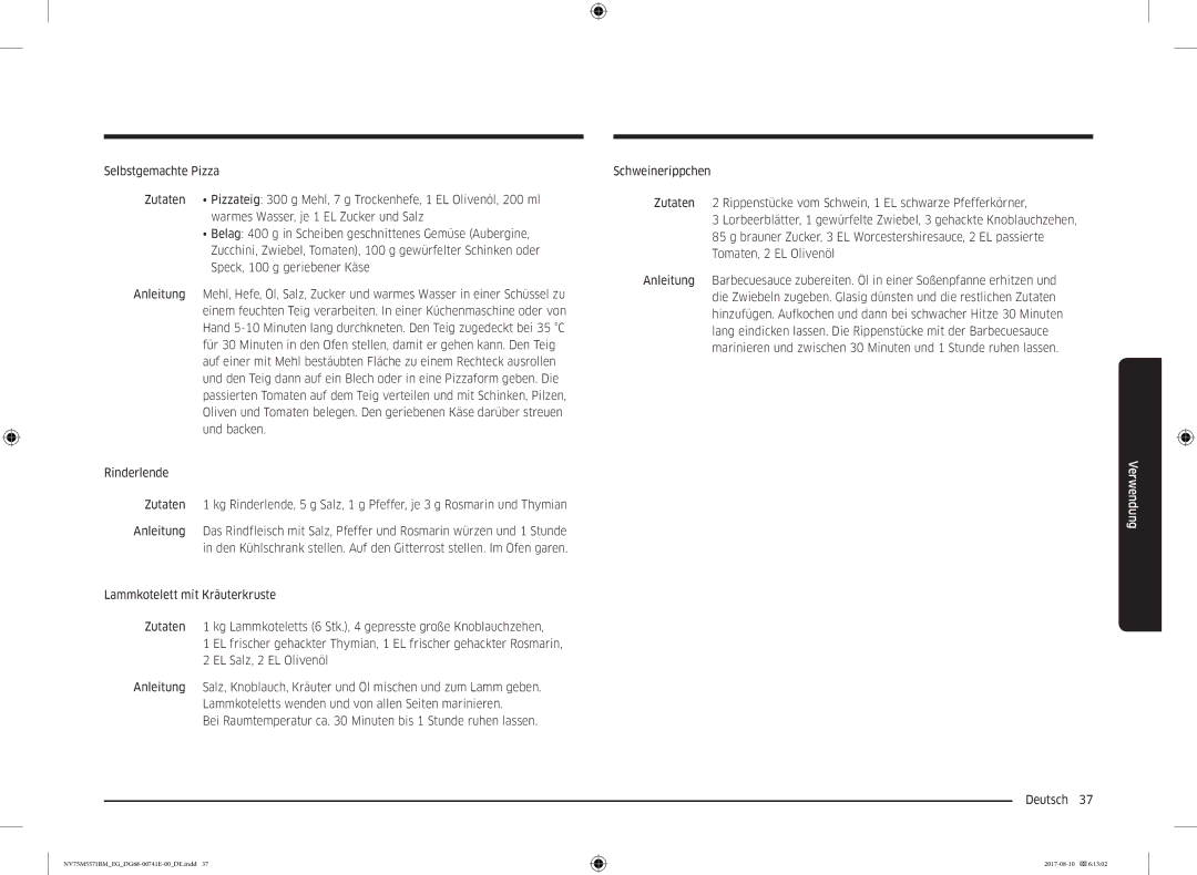 Samsung NV75M5571BM/EG manual Deutsch  